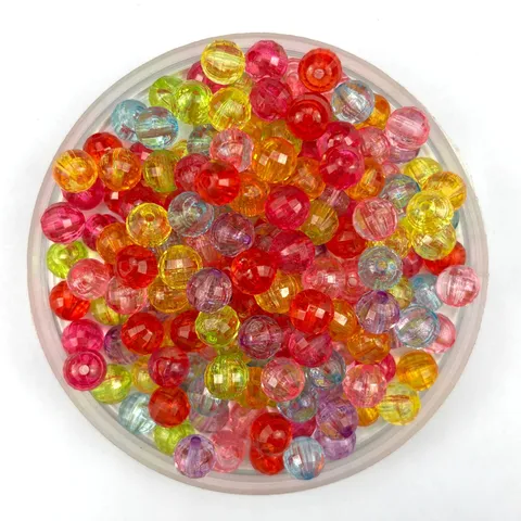 Acrylic Faceted Earth Beads Transparent Round Loose Beads For DIY Handmade Jewelry Making Craft Curtain Pendant