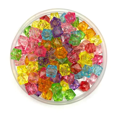 Transparent Acrylic Square Beads Faceted Loose Beads For DIY Jewelry Making Bracelet Necklace Craft
