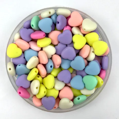 Acrylic Matte Heart Beads Macaron Colored Love Loose Beads For DIY Bracelet Necklace Jewelry Making Accessories