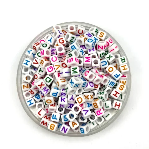 Colorful Acrylic Letter Beads Square Alphabet Loose Beads For Handmade DIY Jewelry Making