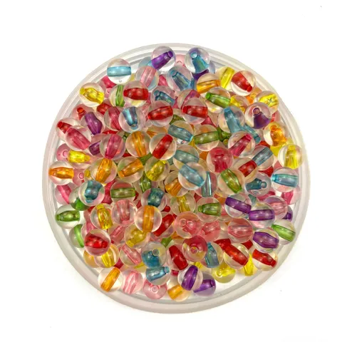 Acrylic Transparent Core Filled Round Beads DIY Craft Loose Beads For Bracelet Necklace Jewelry Making Accessories