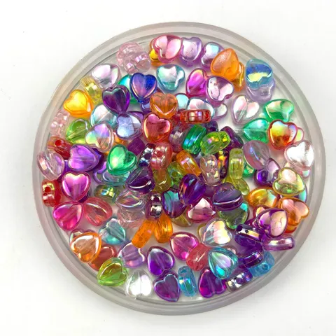 Acrylic Heart Loose Beads AB Color Plated DIY Handmade Bracelet Earrings Jewelry Making Craft Accessories