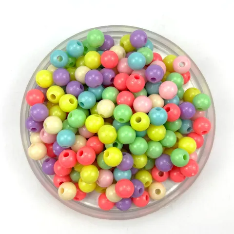 Kinderen DIY Handgemaakte Kralen Kunststof Ronde Losse Kralen Macaron Kleurige Acryl Ambachtelijke Kralen Sieraden Accessoires