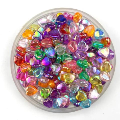Acrylic Heart Loose Beads AB Color Plated DIY Handmade Bracelet Earrings Jewelry Making Craft Accessories