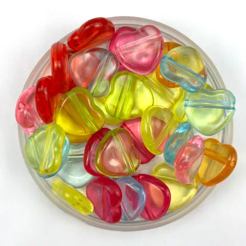 Colorful Acrylic Heart Beads Loose Beads For DIY Jewelry Making Bracelet Children Early Education Craft Accessories