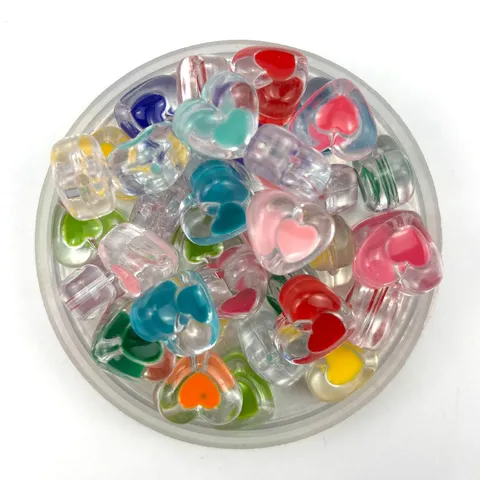 Perles Cœur d'Amour en Acrylique Perles Vrac Goutte d'Huile Double Face Accessoires de Fabrication de Bijoux DIY