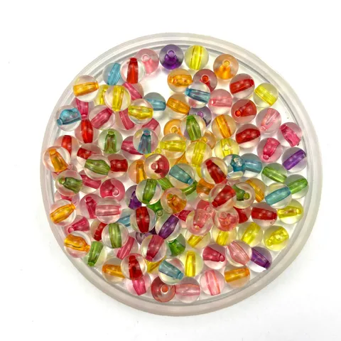Acrylic Transparent Core Filled Round Beads DIY Craft Loose Beads For Bracelet Necklace Jewelry Making Accessories