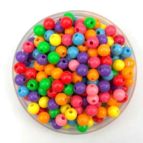 Kinderen DIY Handgemaakte Kralen Kunststof Ronde Losse Kralen Macaron Kleurige Acryl Ambachtelijke Kralen Sieraden Accessoires
