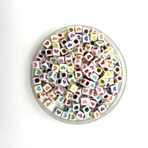Acrylic Loose Beads Square Heart Letter Beads Colorful Cube Beads For DIY Bracelet Jewelry Making Children Craft Accessories