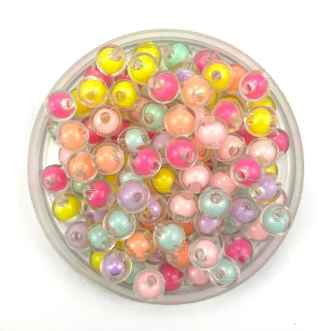 Transparent Acrylic Inner Color Bead-In-Bead Round Loose Beads For DIY Jewelry Making And Craft Accessories