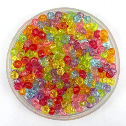 Colorful Transparent AB Flat Acrylic Wheel Beads DIY Handmade Beaded Craft Jewelry Making Accessories