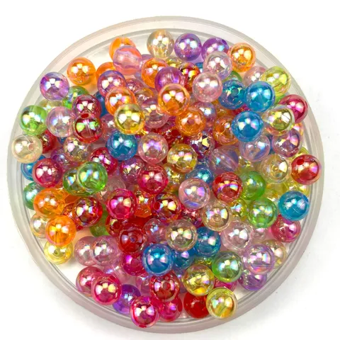 Transparent Colorful AB Round Acrylic Beads Loose Beads For DIY Handmade Jewelry Accessories Craft Making