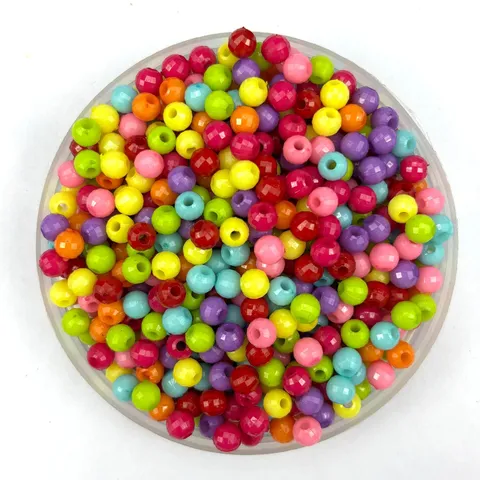 Acrylic Faceted Loose Beads Colorful Candy Color Globe Beads For DIY Handmade Jewelry Making And Craft Projects