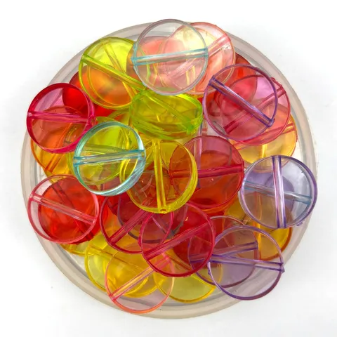 Acrylic Flat Round Loose Beads Colorful Transparent Solid Spacer Beads For DIY Jewelry Making Bracelet Craft