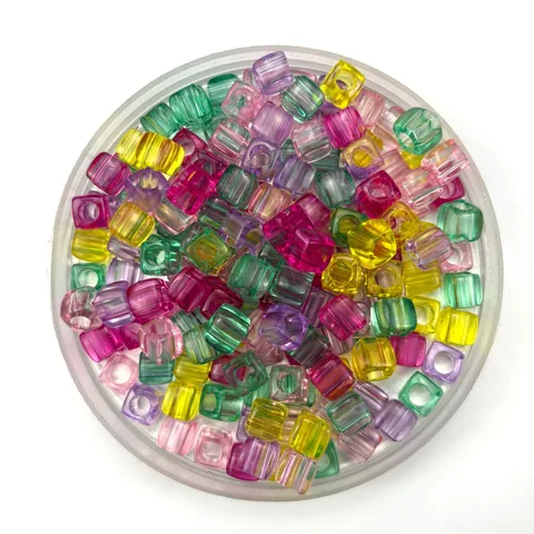 Cuentas Cuadradas Lisas Transparentes Acrílicas Accesorios de Fabricación de Joyas DIY Cuentas Espaciadoras Cúbicas Coloridas para Pulseras