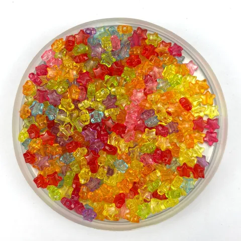 Colorful Plastic Five Pointed Star Loose Beads Acrylic Transparent DIY Jewelry Making Craft Accessories