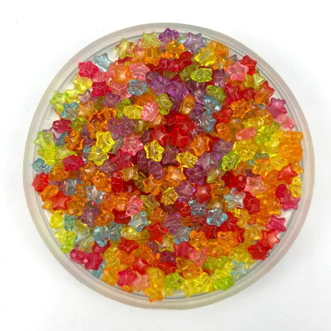 Colorful Plastic Five Pointed Star Loose Beads Acrylic Transparent DIY Jewelry Making Craft Accessories