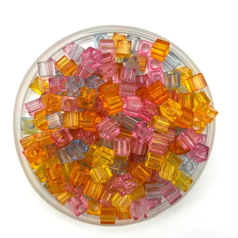Cuentas Cuadradas Lisas Transparentes Acrílicas Accesorios de Fabricación de Joyas DIY Cuentas Espaciadoras Cúbicas Coloridas para Pulseras