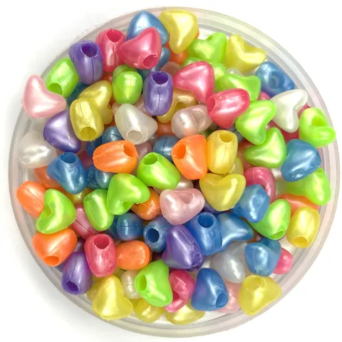 DIY Plastic Heart Loose Beads Colorful Assorted Heart Shaped Beads For Jewelry Making