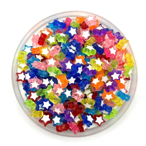 Acrylic Five Pointed Star Loose Beads Colorful Transparent Oil Drop Star Beads DIY Handmade Jewelry Craft Accessories