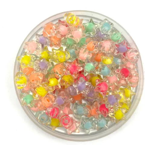 Transparent Candy Color Pentagram Acrylic Beads Bead in Bead DIY Kids Beading Jewelry Accessories