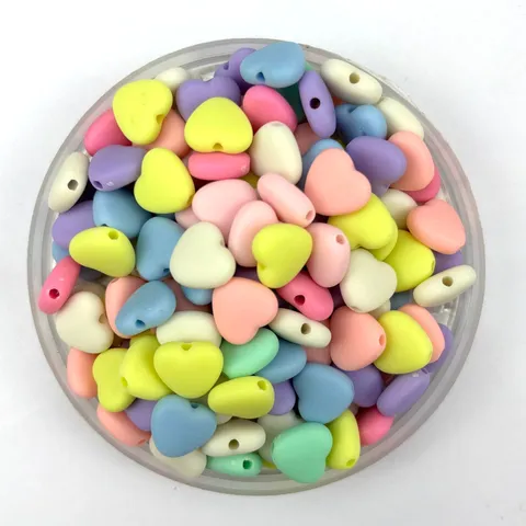 Acrylic Matte Heart Beads Macaron Colored Love Loose Beads For DIY Bracelet Necklace Jewelry Making Accessories