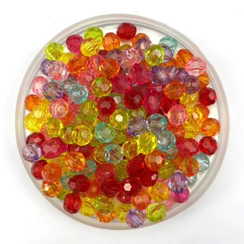 Acrylic Faceted Transparent Loose Beads Assorted Colors for DIY Jewelry Making and Crafting Projects
