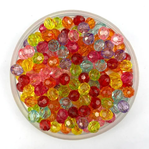 Acrylic Faceted Transparent Loose Beads Assorted Colors for DIY Jewelry Making and Crafting Projects