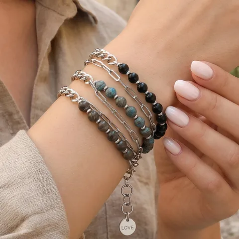 Bohemian Halfedelsteen Schakelarmband Voor Dames Heren Minimalistisch Stapelbaar Kralenarmband Ins Stijl Individueel Ontwerp Sieraden Handdecoratie Cadeau