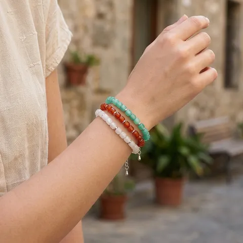 Vintage Natuurlijke Halfedelsteen Kralen Armband Voor Vrouwen Rode Agaat Gefacetteerde Geometrische Armband Handgemaakte Sieraden