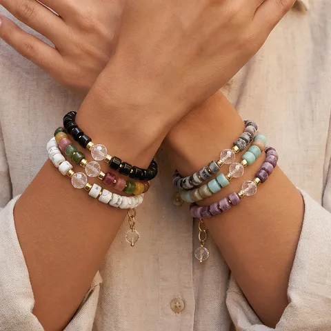 Minimalistische Halfedelsteen Kralen Armband Voor Dames Heren Meerkleurige Natuursteen Kristal Verstelbare Kreeft Sluiting Polsketting Sieraden