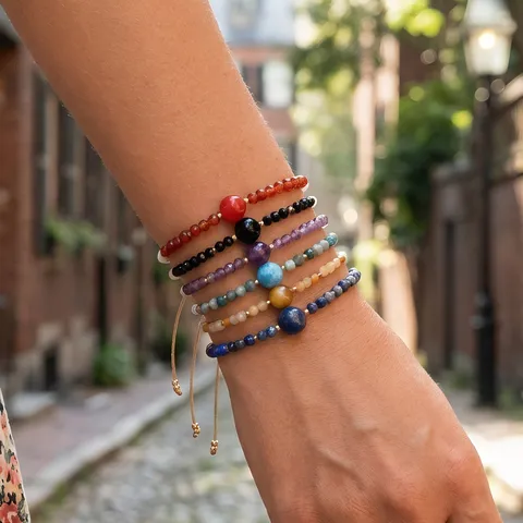 Handmade Semi Precious Stone Beaded Bracelet For Women Vintage Geometric Miyuki Glass Bead Adjustable Stackable Charm Bracelet Jewelry Gift
