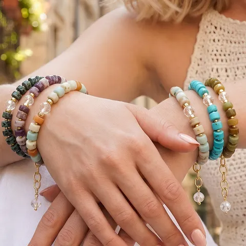 Minimalistische Halfedelsteen Kralen Armband Voor Dames Heren Meerkleurige Natuursteen Kristal Verstelbare Kreeft Sluiting Polsketting Sieraden