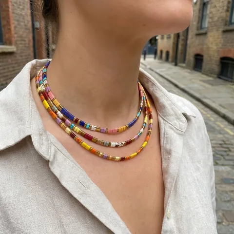 Bohemian Vintage Handgemaakte Tila Kralen Choker Halsketting Voor Dames Meerkleurig Koper Hematiet Geometrische Kralenketting Strand Vakantie Sieraden
