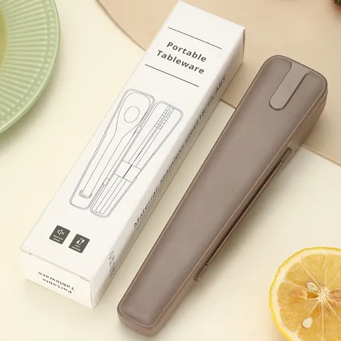 Set di Posate Portatile in Acciaio Inossidabile 304 Con Bacchette E Cucchiaio In Scatola Per Ufficio Scuola Viaggi