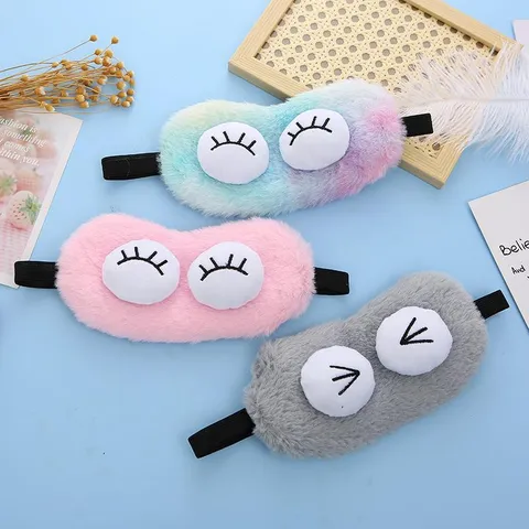 Cute Cartoon Plush Sleeping Eye Mask Comfort Light Blocking Soft Eye Cover For Travel Home Sleep Soft Blindfold