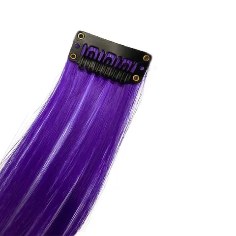 Synthetische Hochtemperaturfaser Haarverlängerungs Clip Dunkelviolett Highlights Glatt Ohrhänger Färbung Haarteil Für Frauen