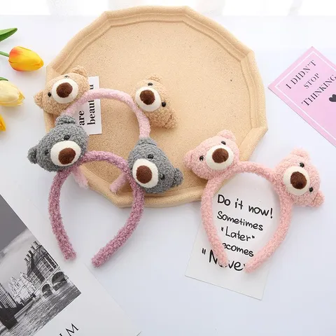 Cute Plush Bear Headband Cartoon Animal Sweet Hair Band Soft Hair Accessory For Girls Women Daily Travel Headwear