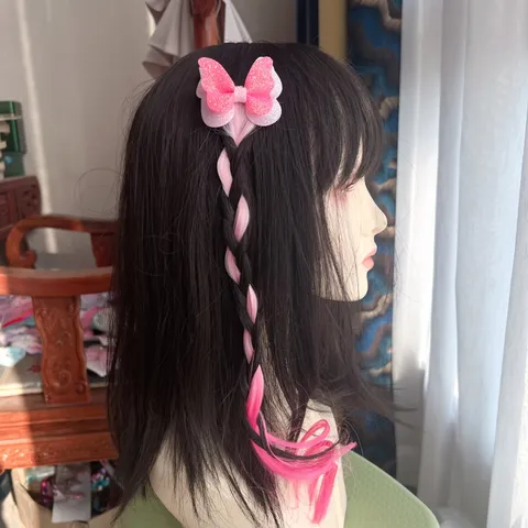 Fermaglio per Capelli con Parrucca Colorata per Bambini Accessori per Capelli a Farfalla per Ragazzine Extension Sintetiche Lunghe Ricce Sfumate