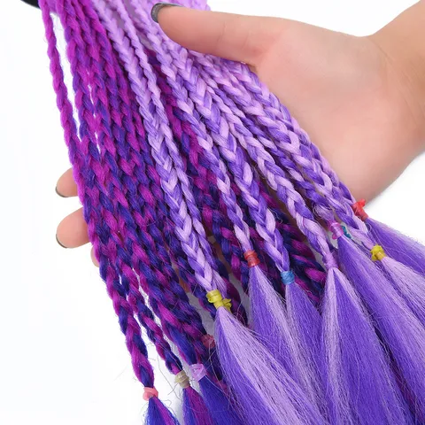 Colorful Gradient Dreadlocks Synthetic Hair Braid Ponytail Hair Extension Hip Hop Hair Accessories For Kids Girls