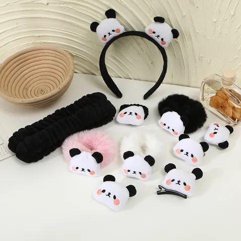 Cute Panda Plush Hair Accessories Cartoon Animal Headband Brooch Hair Ring Hair Clip