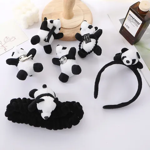 Cute Cartoon Panda Hair Accessories Plush Panda Hair Clip Headband Brooch Hair Band Headwear Cute Animal Hair Jewelry