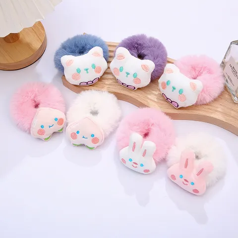 Fasce per Capelli in Peluche con Animali Cartoon Carini Morbidi e Soffici Elastici per Capelli Accessori per Capelli per Piccole Bimbe Bambini