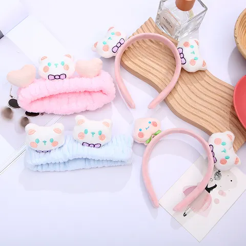 Cute Cartoon Plush Cat Peach Headband Sweet Animal Hair Band Soft Face Washing Hair Hoop Makeup Daily Hair Accessories