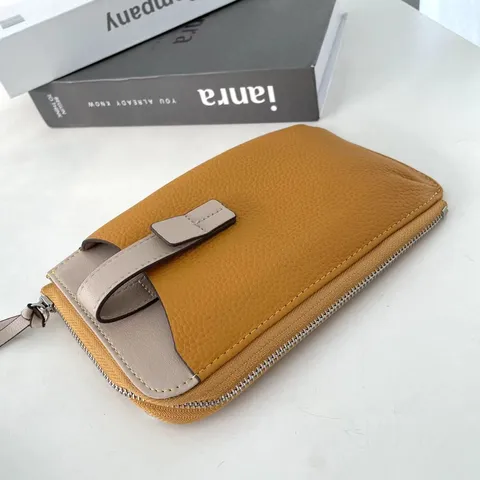 Echtes Leder Handytasche Umhängetasche Kleine Tasche Mini Farbblock Retro Schultertasche Damen Mode Messenger Tasche
