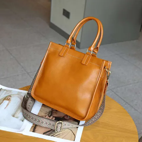 Echtes Leder Eimer Tasche für Damen Rindsleder Geschäft Pendeln Handtasche Lässig Umhängetasche