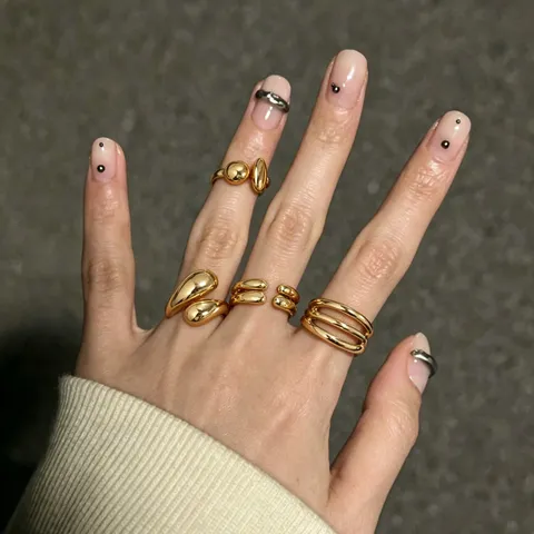 Minimalist Metal Open Ring Set For Women Gold Silver Plated Geometric Adjustable Finger Rings Fashion Jewelry Gift