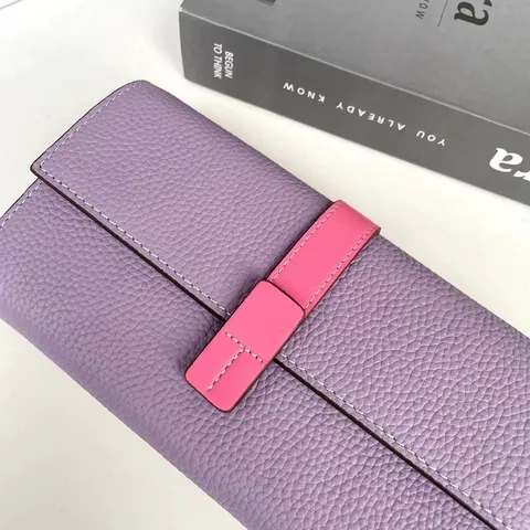Portafoglio Lungo in Vera Pelle da Donna Blocco di Colore Fessure Multiple per Carte Pochette con Zip Minimalista Urbano Borsa