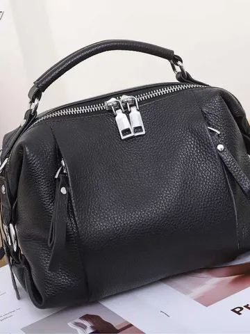Top Schicht Rindsleder Boston Tasche Für Frauen Große Kapazität Pendler Umhängetasche Lässige Handtasche Crossbody Tasche