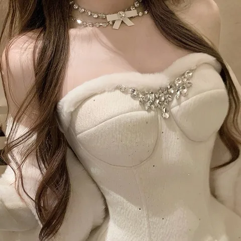 Sweet Cool Leather Bow Necklace Women Layered Rhinestone Choker Necklace Dress Neck Chain Fashion Jewelry Gift